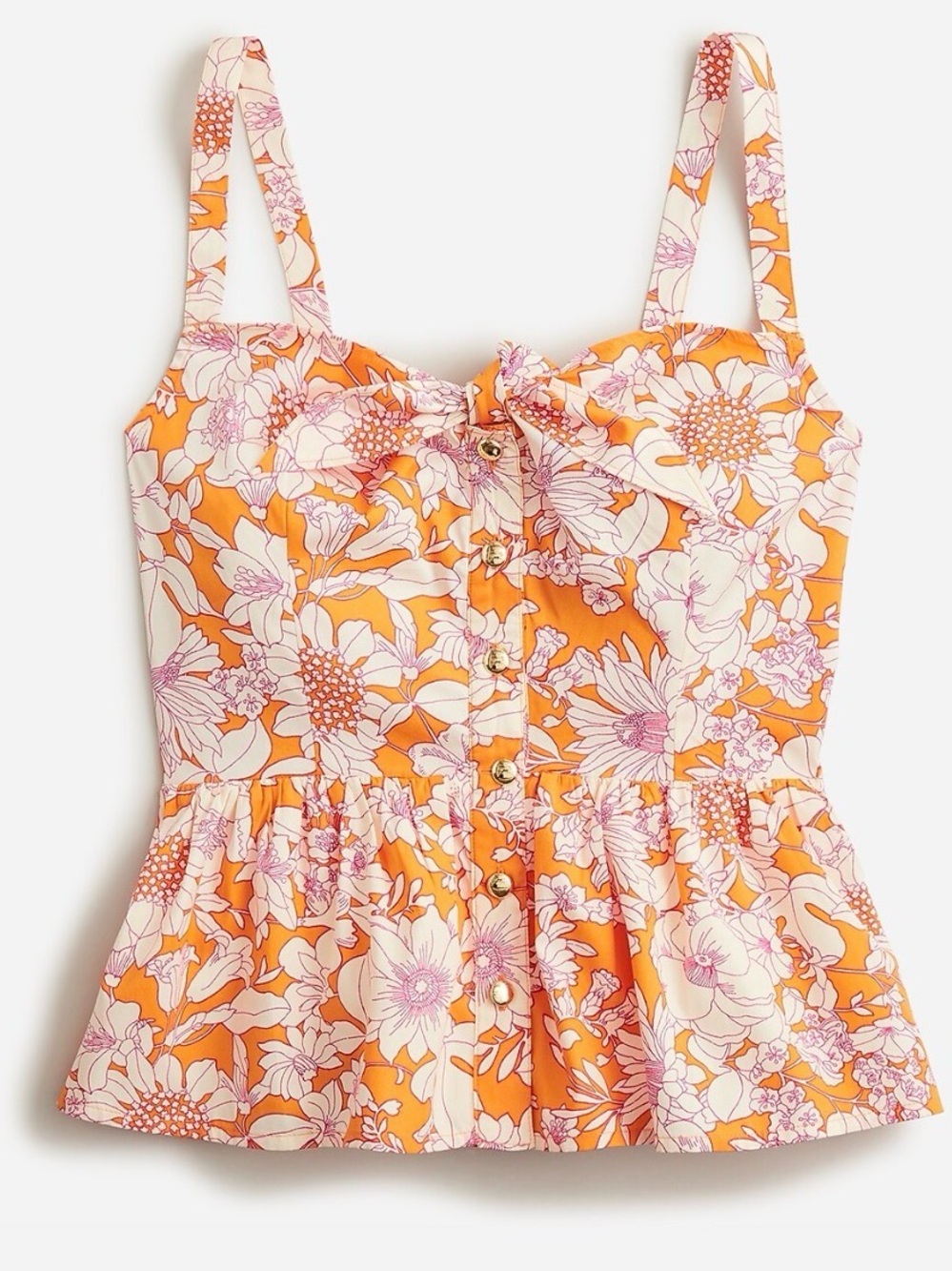 J. Crew Tie-front button-up peplum top in floral cotton poplin
